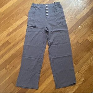 Gray High-Waisted Button Pants - NWOT